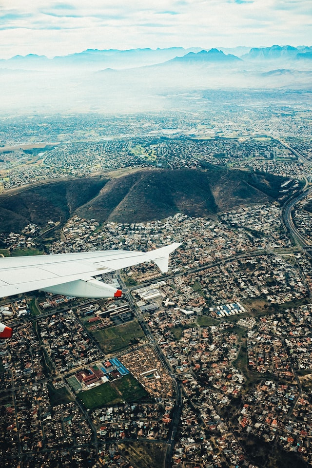 Kaapstad vanuit een vliegtuig