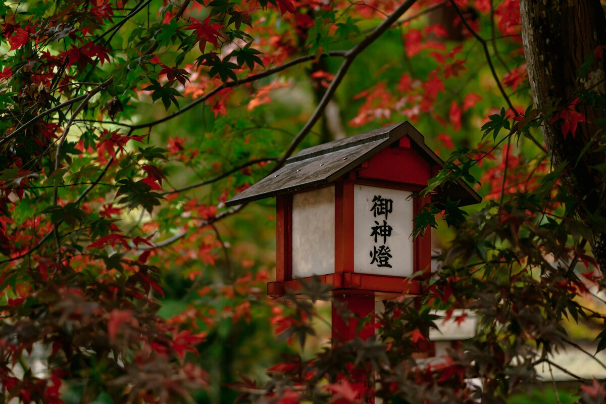 Shrine in Japan tijdens de herfst
