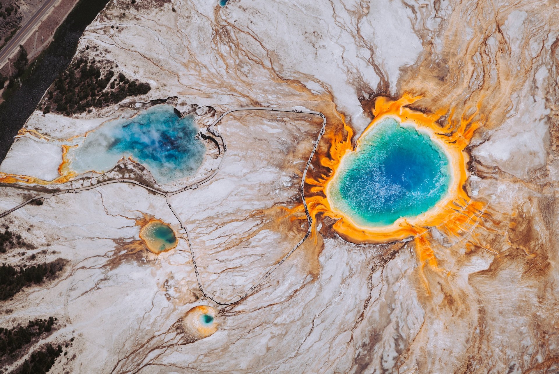 Yellowstone en omgeving vanuit de lucht