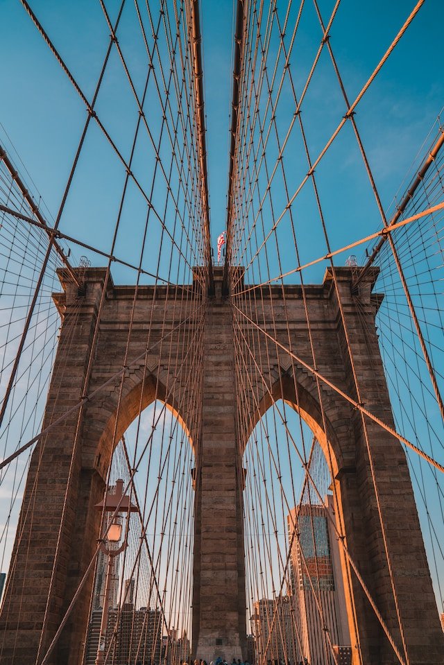 Op de Brooklyn Bridge, New York