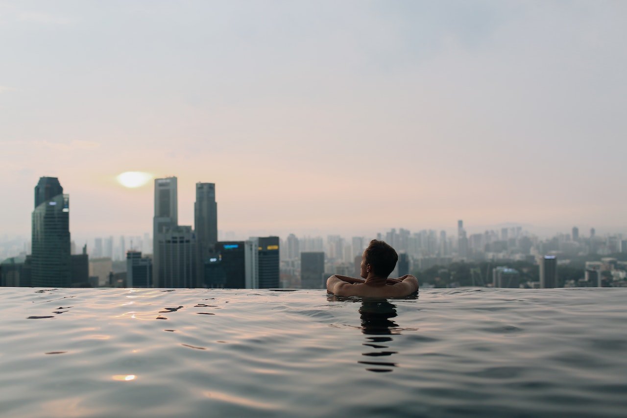 Infinity Pool met uitzicht over Singapore in het Marina Bay Sands