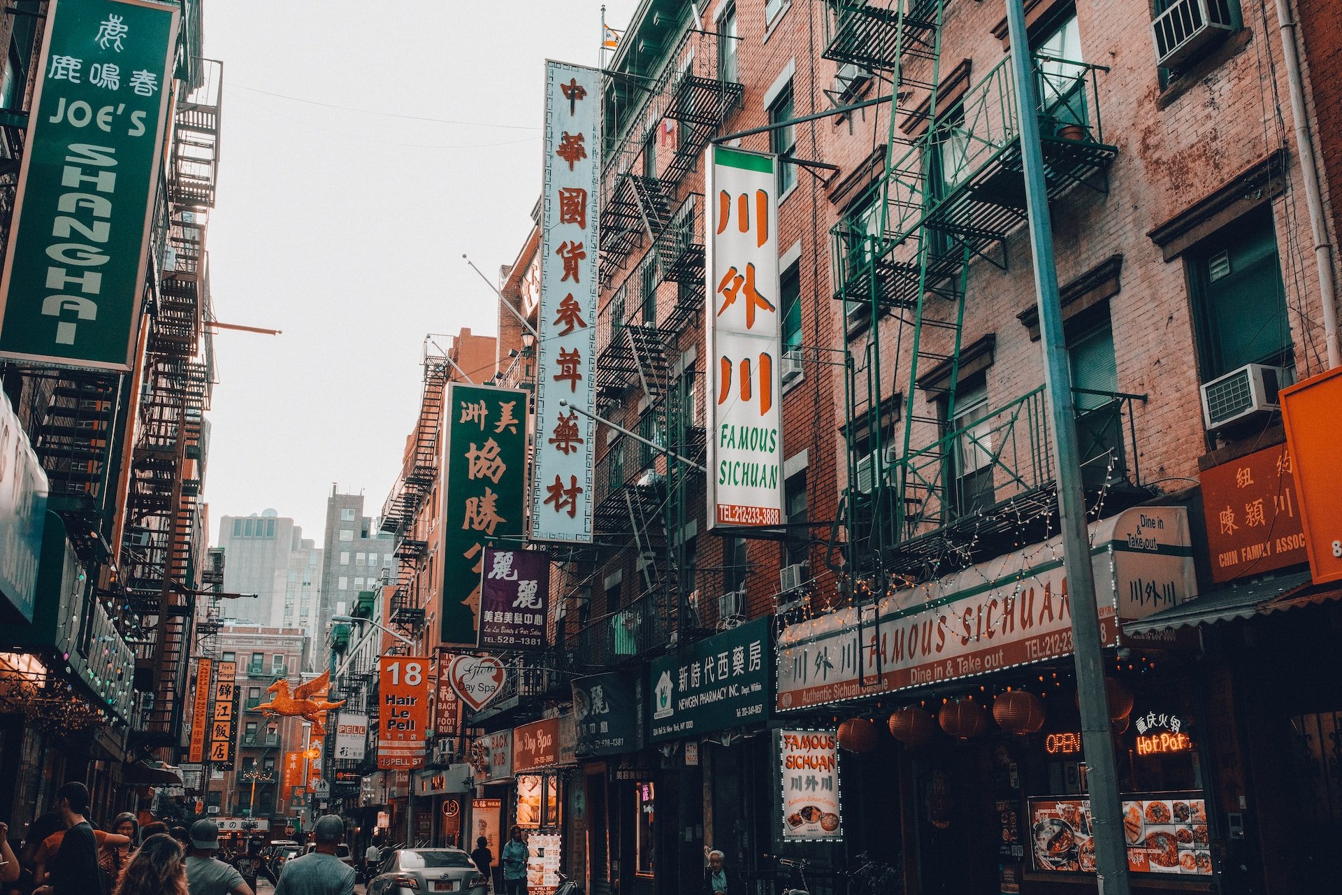 Een straat in Chinatown, New York