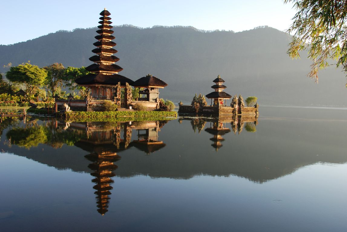 Pagode, tempel, water, Bali, Indonesië