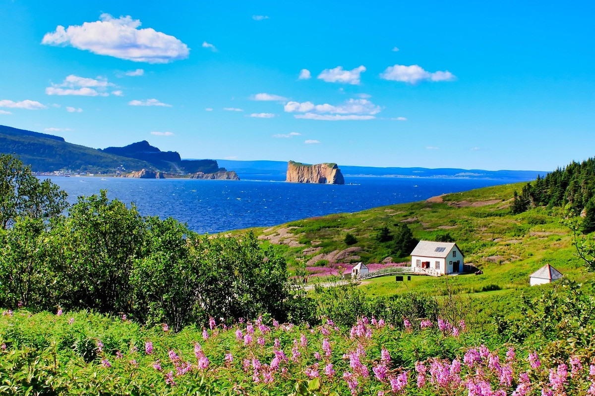 Zonnig landschap in Quebec, Canada