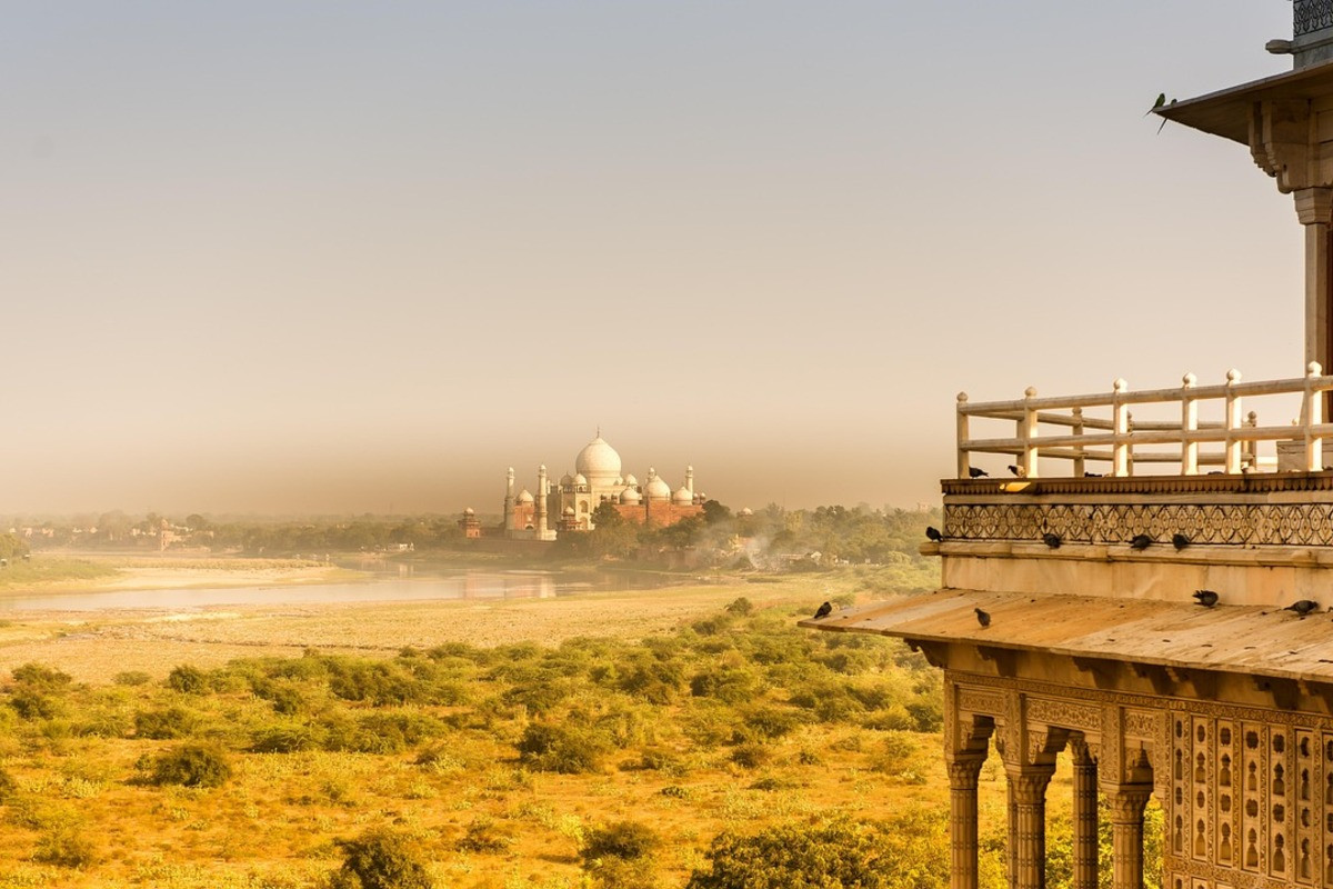 Uitzicht op Taj Mahal in India