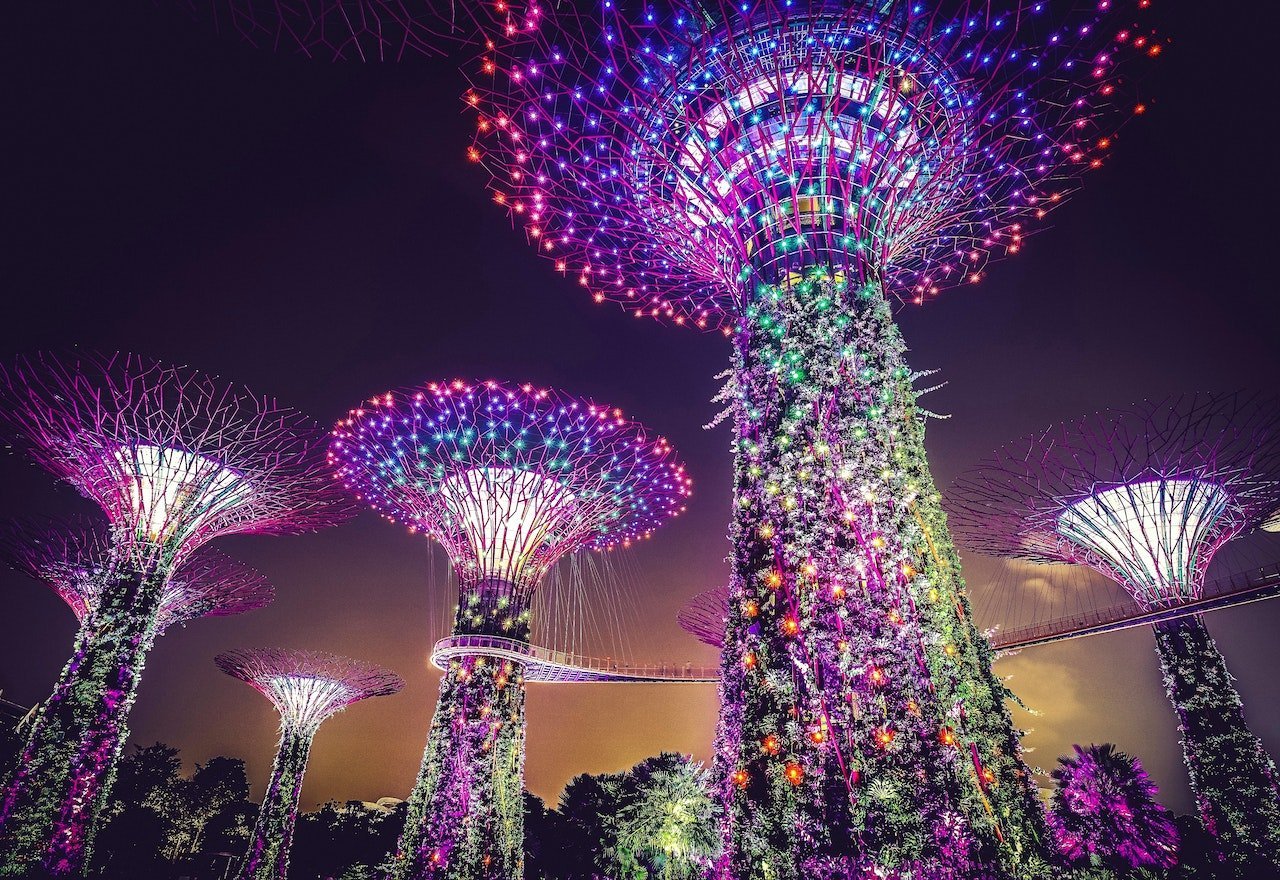 Singapore plantentorens in de nacht