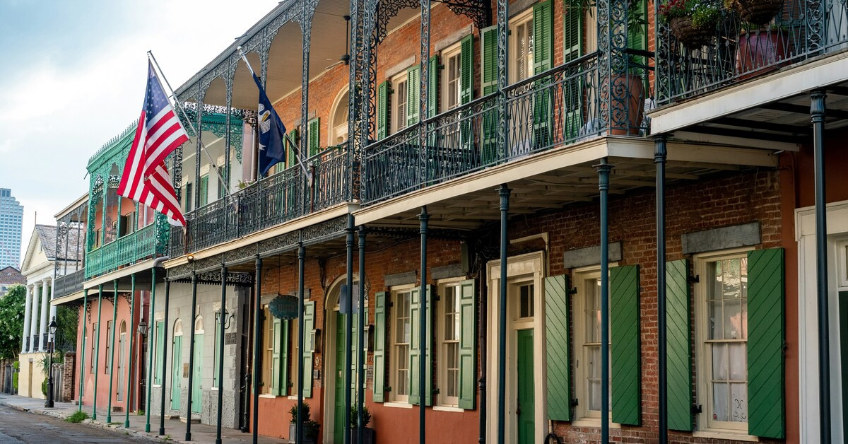 Gebouw op French Quarter in New Orleans