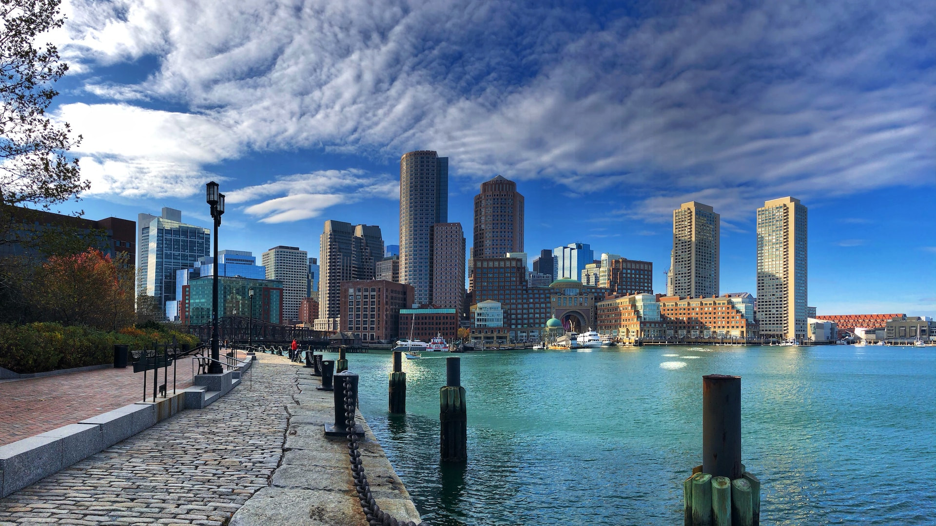 Amerika Boston skyline gebouwen water