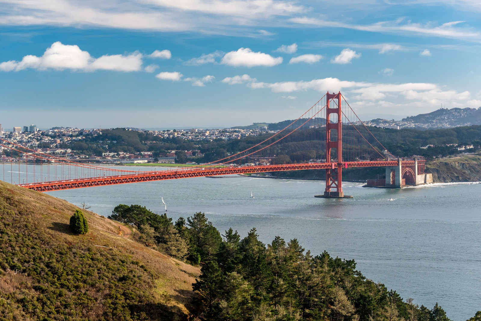Uitzicht op de Golden Gate bridge in San Francisco