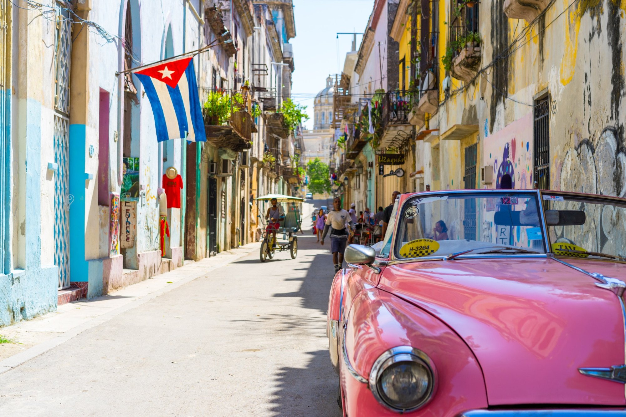 Cuba Havana oldtimer vlag druk steeg