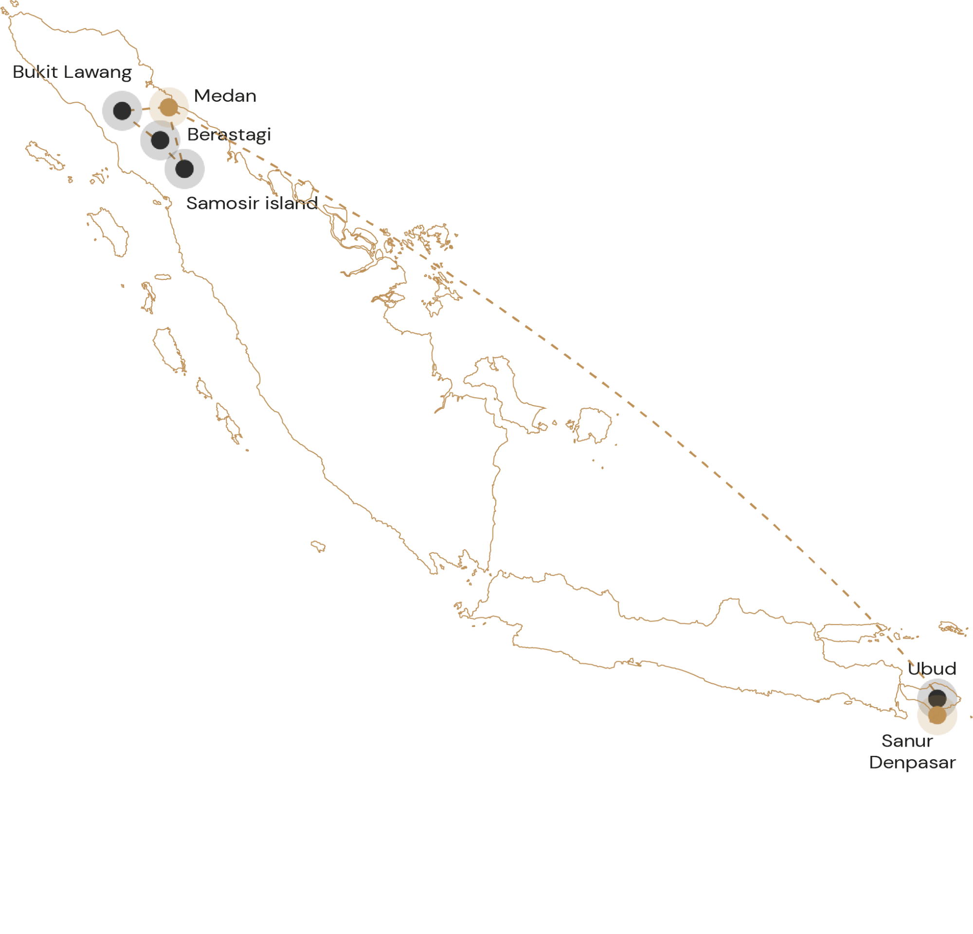 Kaartje rondreis avontuurlijk Sumatra en ontspannen Bali