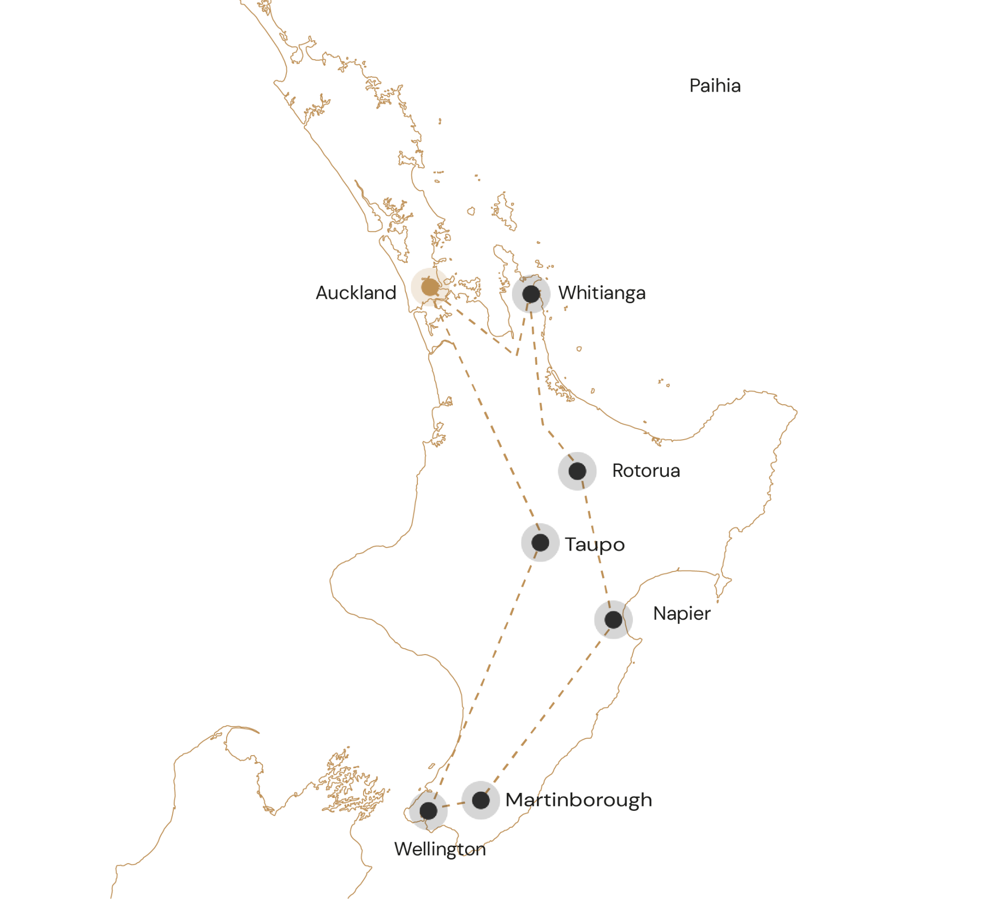 Kaart Nieuw-Zeeland Het Noordereiland