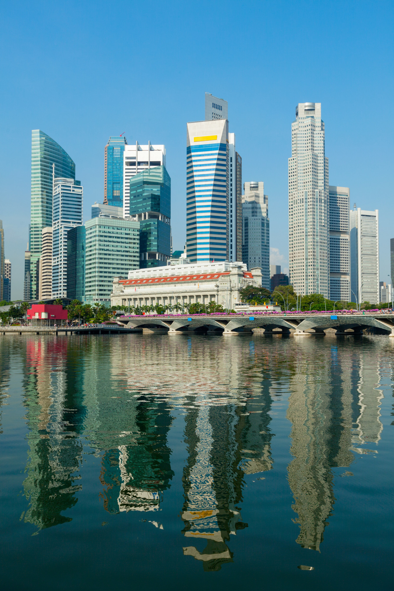 Singapore skyline water gebouwen