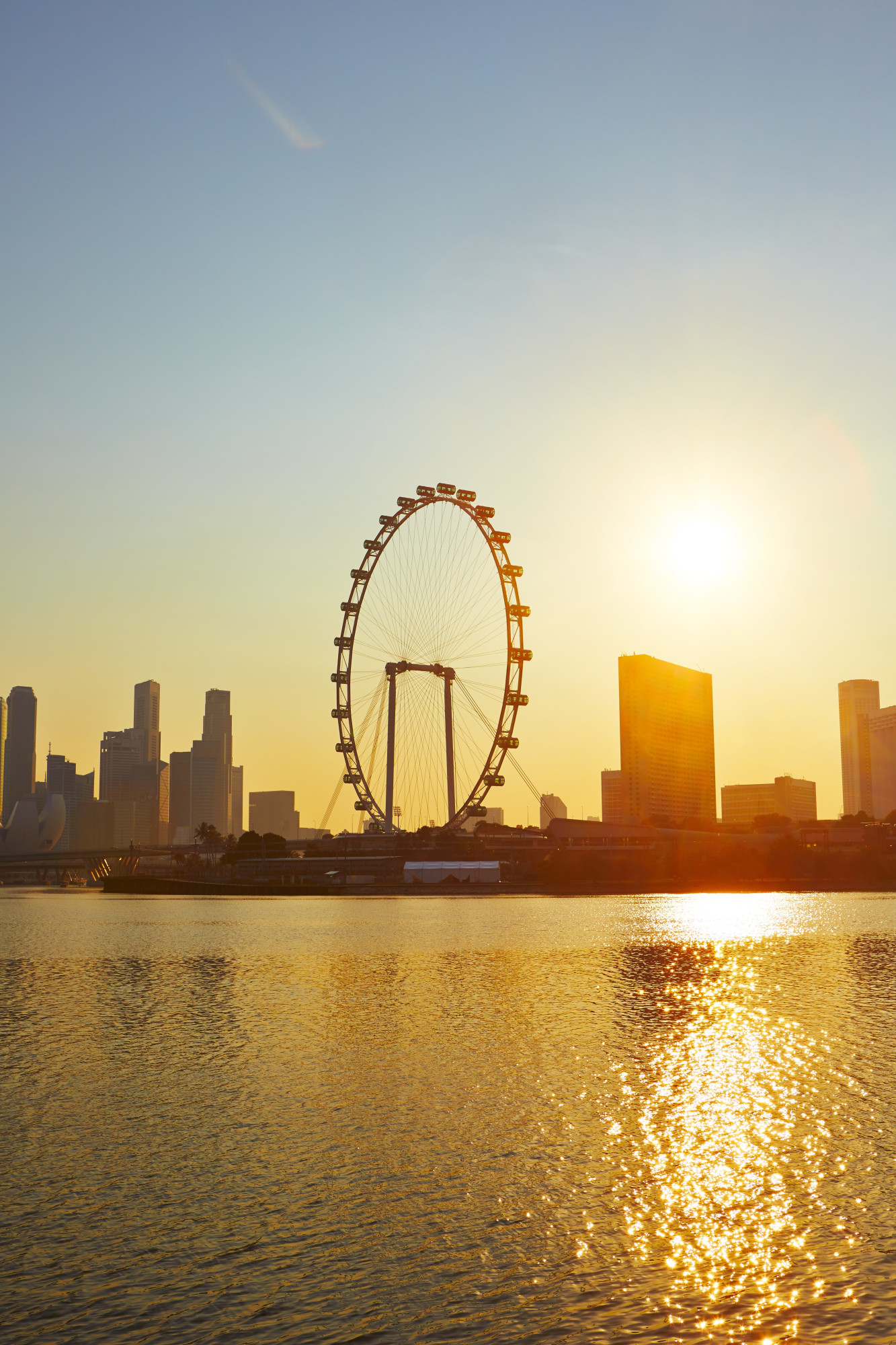 Singapore skyline gebouwen reuzenrad
