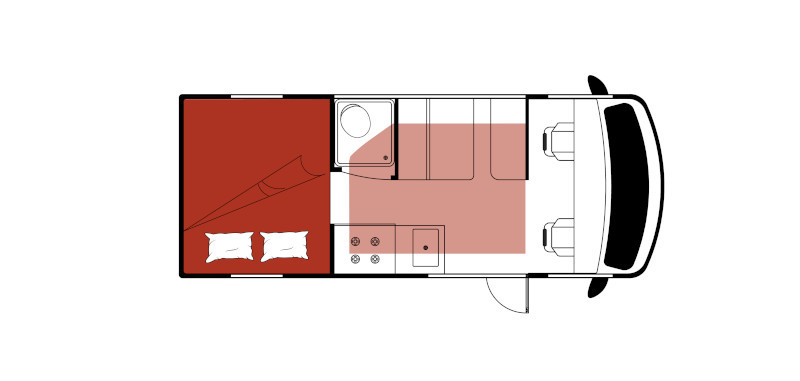 El Monte USA Class B 20-22 ft. plattegrond nacht