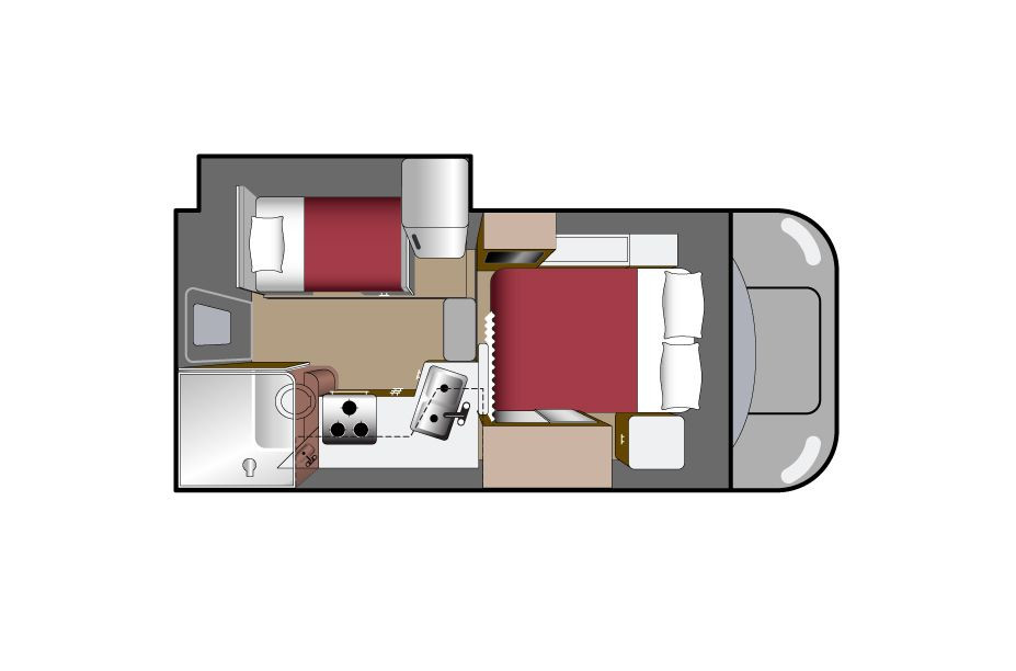 Fraserway CAN Truck Camper Slide Dinette Plattegrond nacht