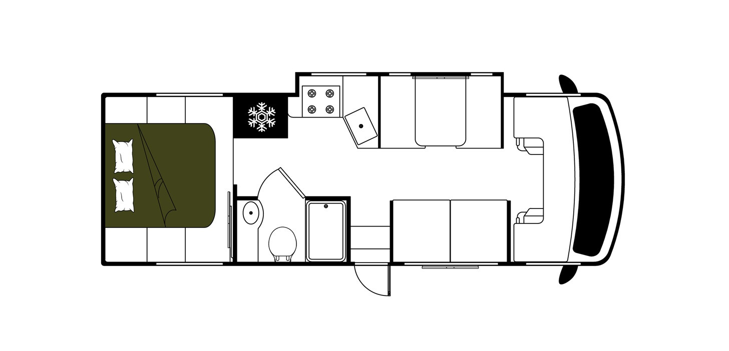 Mighty Campers USA Class A plattegrond dag